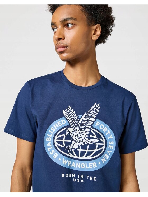 Wrangler Wrangler T-Shirt Americana Tee Niebieski Regular Fit