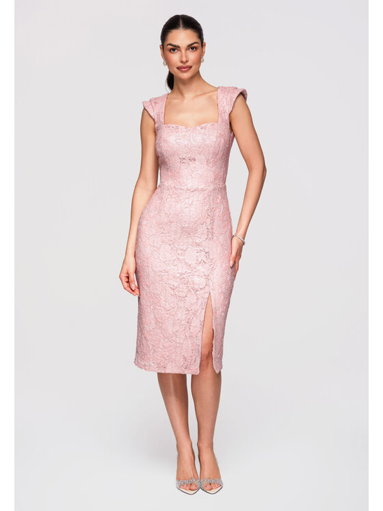 Ombre Ombre Sukienka wieczorowa LA-OM-DLR293 Różowy jasny Slim Fit