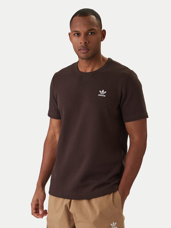 adidas Tričko Trefoil Essentials Waffle KE1136 Hnedá Regular Fit