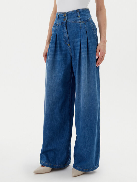 TWINSET TWINSET Jeansy 251TP2611 Modrá Wide Leg