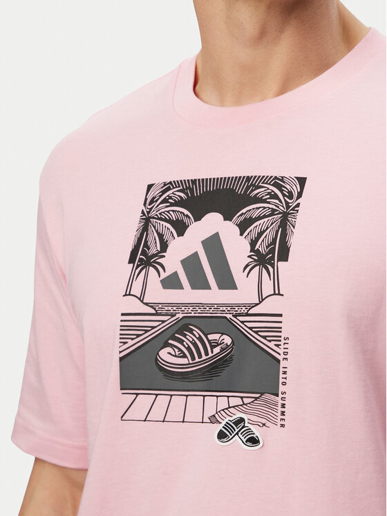 adidas adidas T-Shirt Summer Slides Graphic KG5393 Różowy Regular Fit