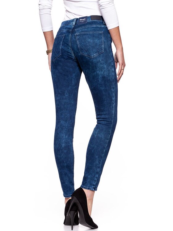 Wrangler Wrangler Jeansy HIGH RISE SKINNY Niebieski Skinny Fit