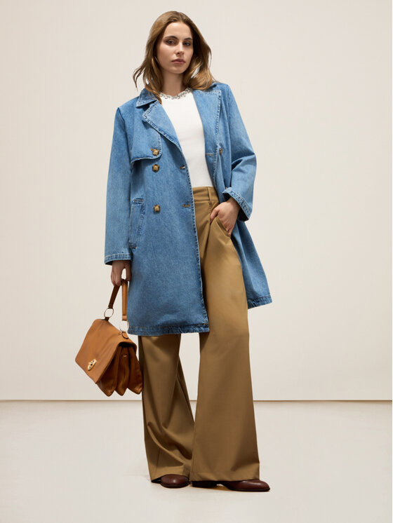 Oltre Oltre Cappotto 0404R000445N024 Turchese Regular Fit