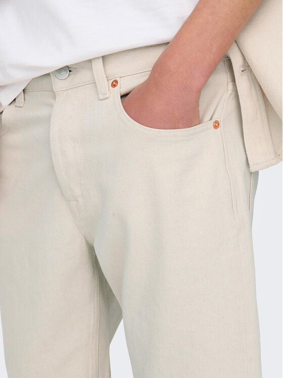 Only & Sons Only & Sons Szorty jeansowe Edge 22026558 Écru Regular Fit