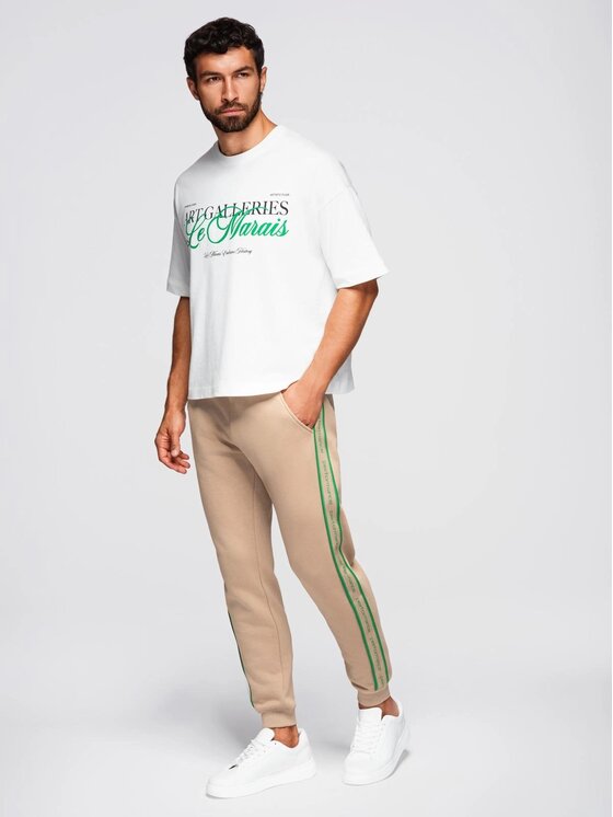 Ombre Ombre Spodnie dresowe OM-PASK-0284 Brązowy Regular Fit
