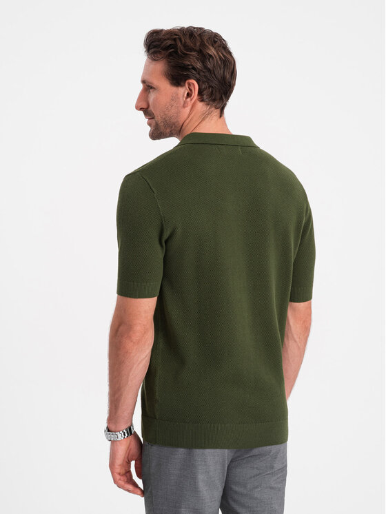 Ombre Ombre Polo OM-POSS-0117 Zielony Regular Fit