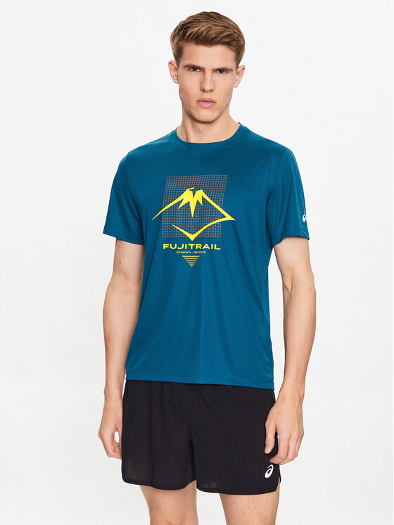 Asics Majica ASICS Fujitrail Logo SS Top Tee Modra Regular Fit