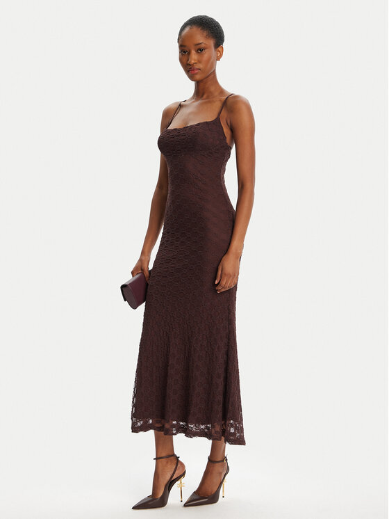 BARDOT BARDOT Cocktail obleka Adoni Mesh 57998DB1 Rjava Regular Fit