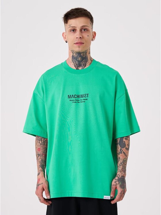 Machinist Machinist T-Shirt Koszulka Z Krótkim Rękawem Męska Oversize Zielona Machinist Money Rules L Zielony Oversize