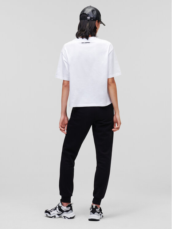 KARL LAGERFELD KARL LAGERFELD Marškinėliai Signature Hem 226W1703 Balta Relaxed Fit