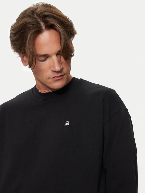 United Colors Of Benetton United Colors Of Benetton Majica dugih rukava 342ZU1093 Crna Regular Fit