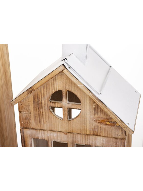 MIAhome MIAhome Lampion 2 szt. z białymi daszkami 73x33x26 cm HYRA Brązowy