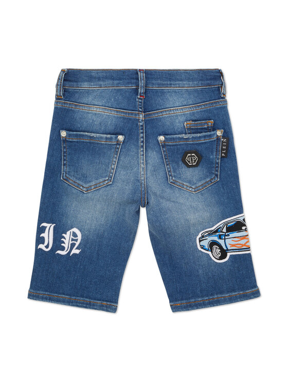 PHILIPP PLEIN PHILIPP PLEIN Szorty jeansowe 28125 Błękitny Basic Fit