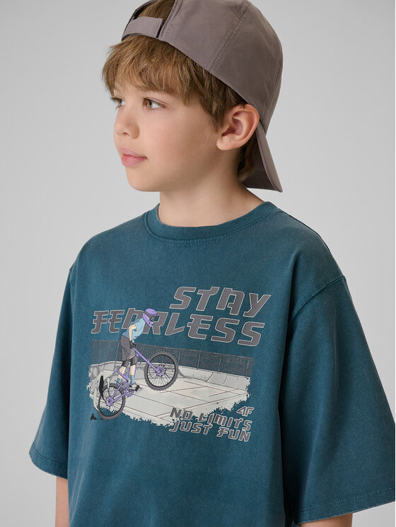 4F 4F T-Shirt T-SHIRT GALLERY Turkusowy Loose Fit