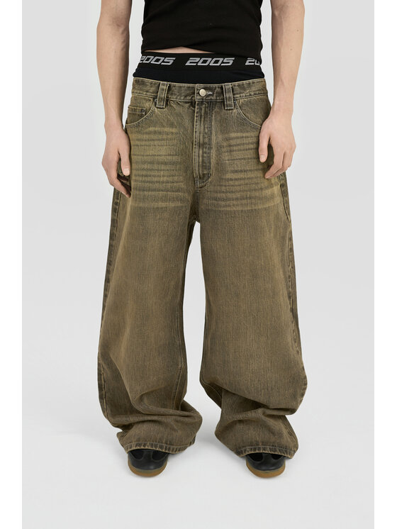 2005 2005 Jeansy Baggy Fit Denim Brązowy Baggy Fit