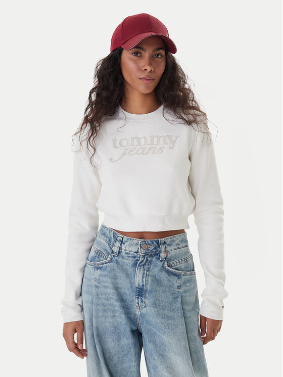 Tommy Jeans Tommy Jeans Sveter Chenille DW0DW22028 Écru Regular Fit