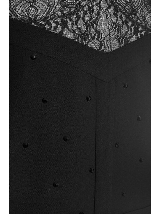 Epuzer Epuzer Sukienka wieczorowa Embellished wool Czarny Standard Fit