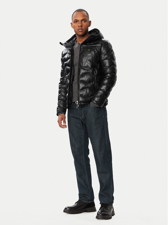 Blauer Blauer Geacă de piele 26WBLUL01490 007012 Negru Slim Fit