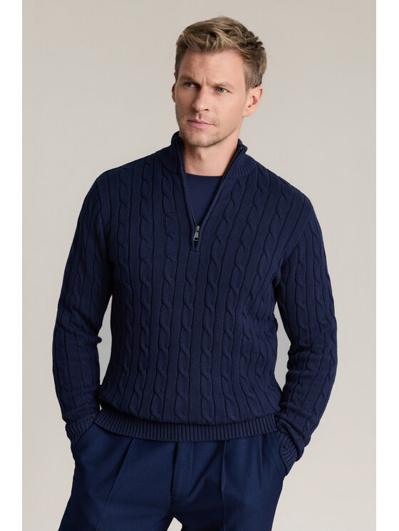 Lancerto Lancerto Sweter Joseph SW073226000002 Granatowy Regular Fit