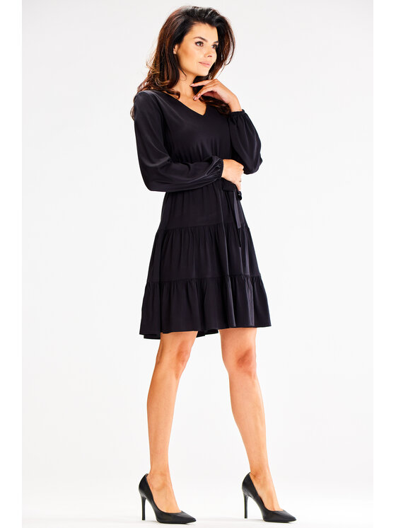Awama Awama Letné šaty A603 Čierna Basic Fit