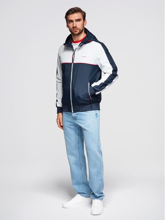 Ombre Ombre Kurtka przejściowa OM-JANP-0228 Granatowy Regular Fit
