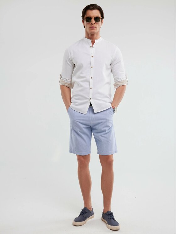 BIG STAR BIG STAR Szorty materiałowe GUSTO_401_110 Błękitny Classic Fit
