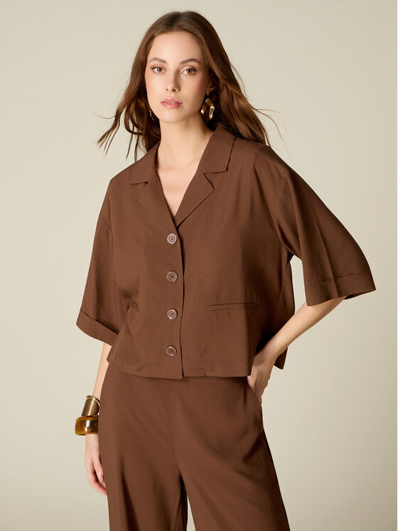 Oltre Oltre Koszula 5025J000851N032 Brązowy Boxy Fit