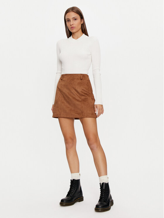 Gina Tricot Gina Tricot Спідниця зі штучної шкіри 24264 Коричневий Regular Fit