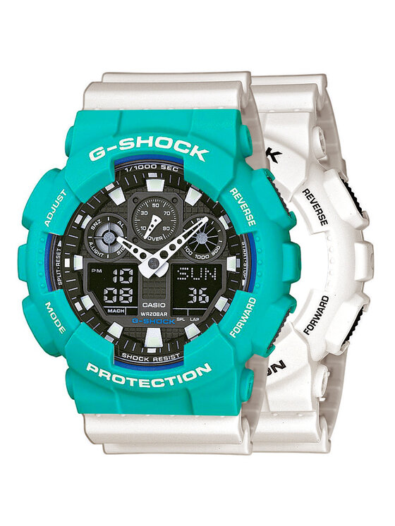 Casio Casio Zegarek SET GA-100B-7AER + BEZEL 10410475 + PASEK 10395227 Biały