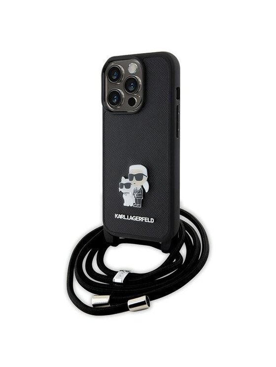 KARL LAGERFELD KARL LAGERFELD Etui na telefon Crossbody Saffiano Metal Czarny