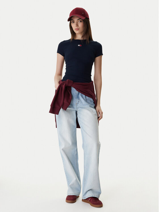 Tommy Jeans Tommy Jeans Тениска с дълъг ръкав Badge DW0DW17881 Тъмносин Slim Fit