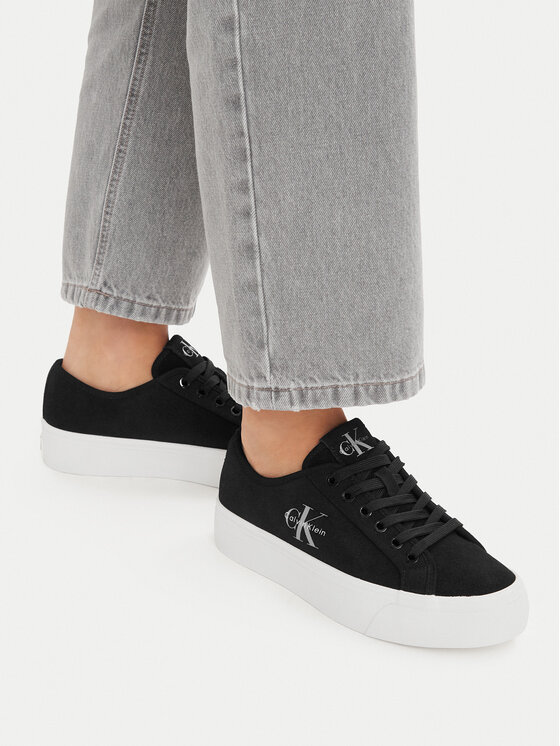 Calvin Klein Sneakers Vulc Flatf Laceup Suede HW0HW03088 Negru