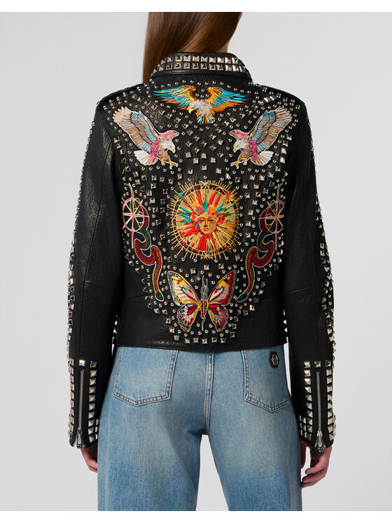 PHILIPP PLEIN PHILIPP PLEIN Kožená bunda 29007 Černá