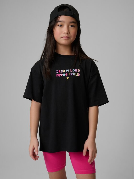 4F 4F T-Shirt 4FJRSS26TTSHF4137-20S Czarny Loose Fit