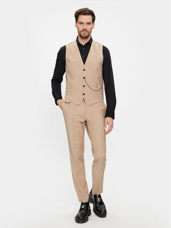 HUGO Hugo Kostiumas Hesten 50509390 Smėlio Extra Slim Fit