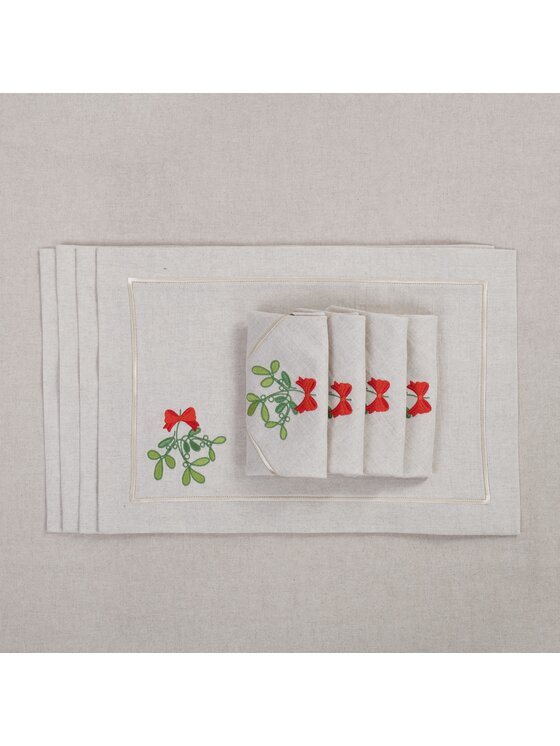Roseberry Home Roseberry Home Podkładka na stół Candy Cane & Mistletoe Mirha Beżowy