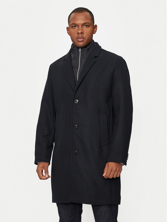 Lindbergh Lindbergh Μάλλινο παλτό 30-303046 Μαύρο Regular Fit