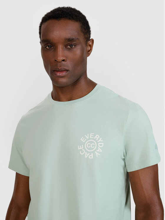 4F 4F T-Shirt A NEW ROAD AHEAD Turkusowy Regular Fit