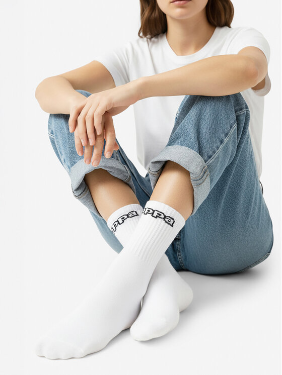 Kappa Kappa Ilgos kojinės CEO_KR_KAPPA_ 004_W_AW25 Balta