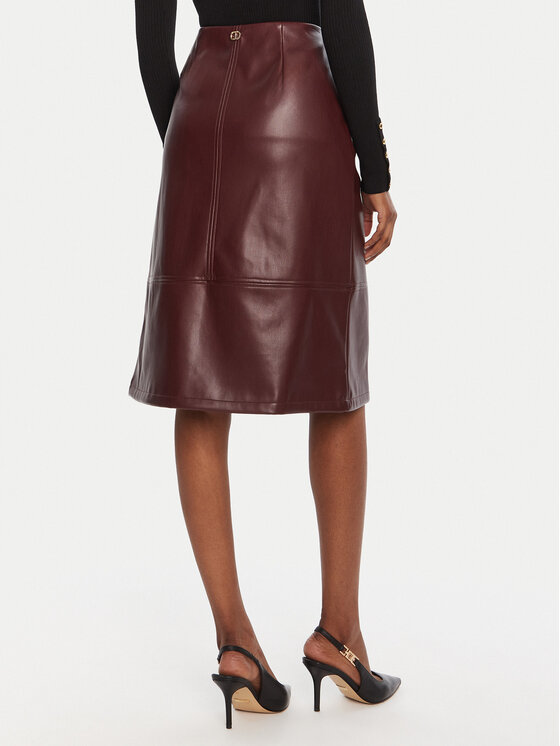 TWINSET TWINSET Műbőr szoknya 252TP2233 Bordó Regular Fit