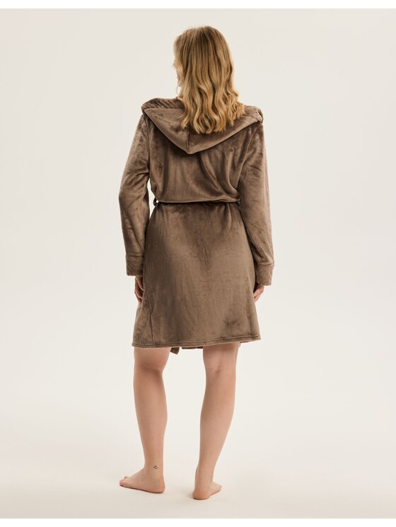 Esotiq Esotiq Szlafrok 43938 Beżowy Regular Fit