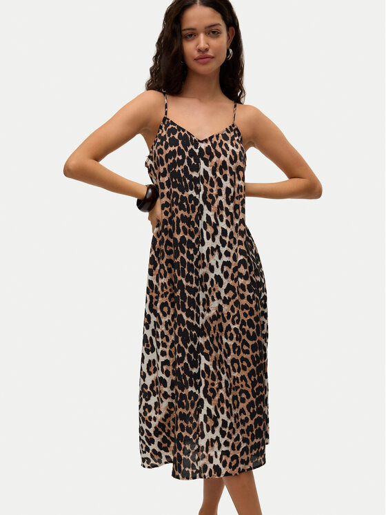 Vero Moda Vero Moda Poletna obleka Josie 10303398 Rjava Regular Fit