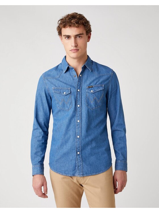Wrangler Wrangler Koszula LS WESTERN SHIRT Niebieski Regular Fit