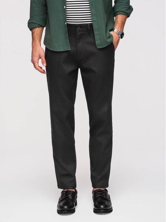 Ombre Ombre Chinosy OM-PACP-0294 Czarny Slim Fit