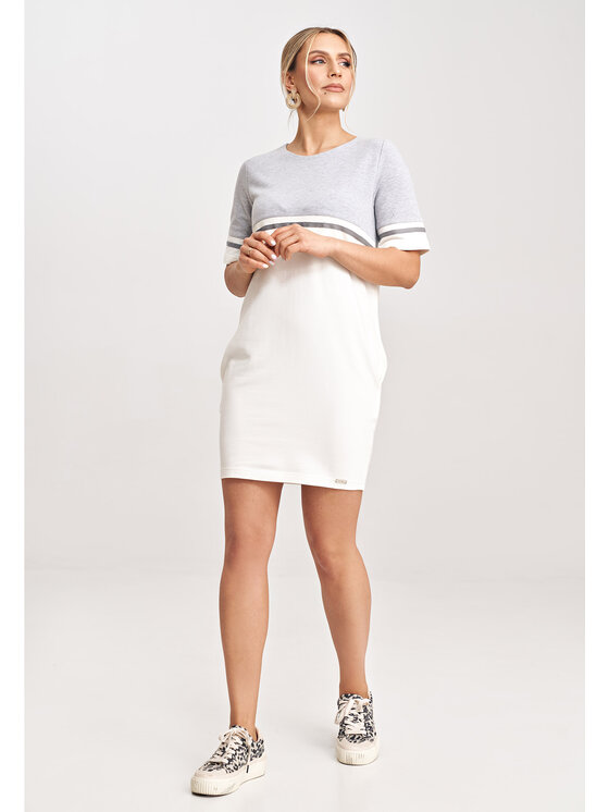 FIGL FIGL Sukienka codzienna M1028 Écru Regular Fit