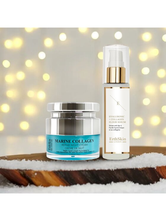 Erthskin London Erthskin London Serum z kwasem hialuronowym i kolagenem - 60ml + Krem naprawczy z kolagenem morskim na noc 50ml Serum