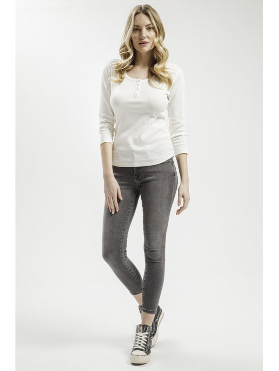 Cross Jeans Cross Jeans Bluzka 56086-028 Beżowy Slim Fit