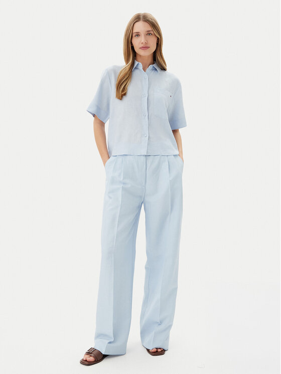 Tommy Hilfiger Tommy Hilfiger Kalhoty z materiálu WW0WW45460 Modrá Relaxed Fit
