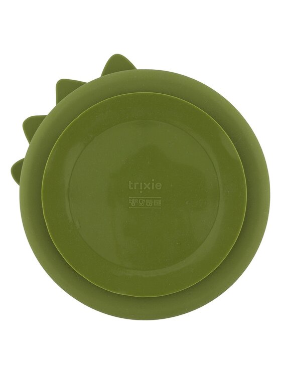 Trixie Baby Trixie Baby Talerz Silikonowy Talerz Trójdzielny z Przyssawką - Dinozaur Zielony