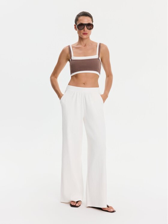 Nudyess Nudyess Top Lisa z prążka Brązowy Slim Fit